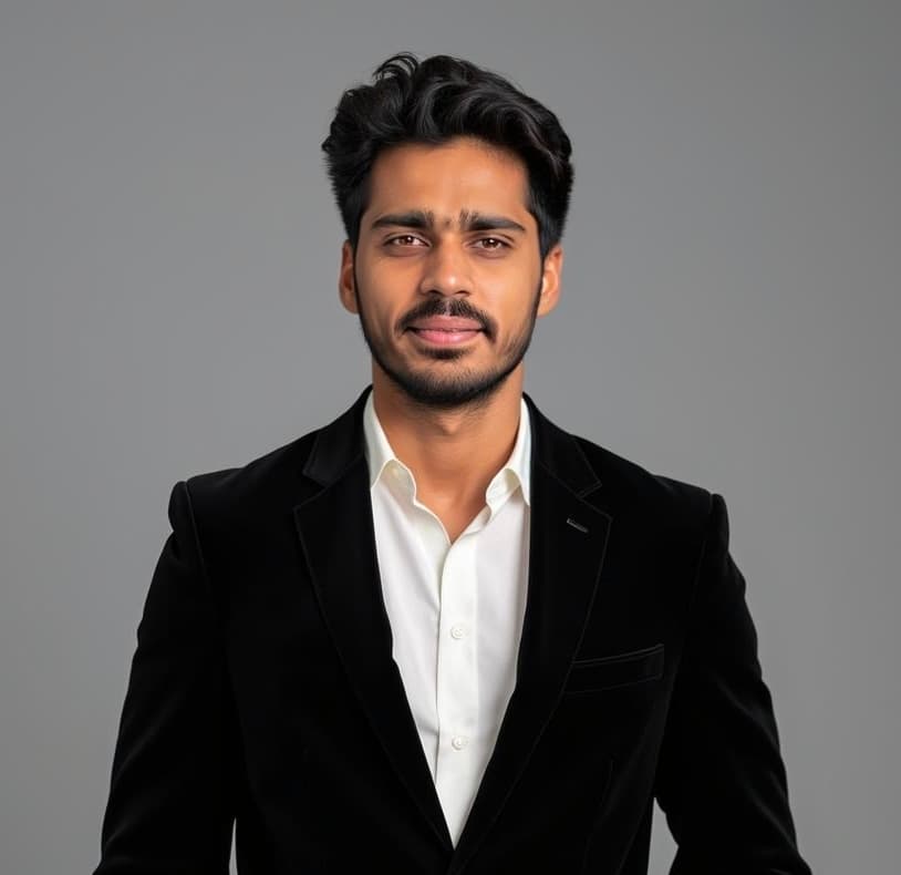 Pranay Kusakula, the next generation of the Kusakula family enterprise, wearing a dark jacket